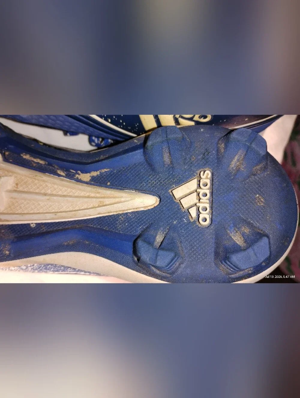 Adidas Blue Lace-Up Athletic Cleats with White Accents - Size 1.5
